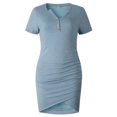 thumbnail image 4 of Cameland Women's Casual Neck Ruched Stretchy T Shirt Short Mini Dress, 4 of 6