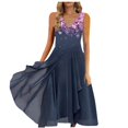 thumbnail image 1 of QJUHUNG Formel pour Femmes Soirée Robe Midi Été Col en V Manches Courtes T-Shirt Soirée Invitée de Mariage Style Asymétrique B-8 Cocktail Gris_i L, 1 of 5