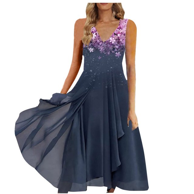 QJUHUNG Formel pour Femmes Soirée Robe Midi Été Col en V Manches Courtes T-Shirt Soirée Invitée de Mariage Style Asymétrique B-8 Cocktail Gris_i L