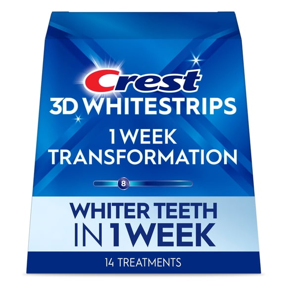 Crest 3D Whitestrips 1 Week Transformation At-home Teeth Whitening Kit, 14 Treatments, 8 Levels Whiter