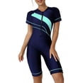thumbnail image 2 of Womens Swimsuits Tankini Color Block Rash Guard Upf 50 Surf Suit Knee Length Women's Swimwear B, 2 of 3
