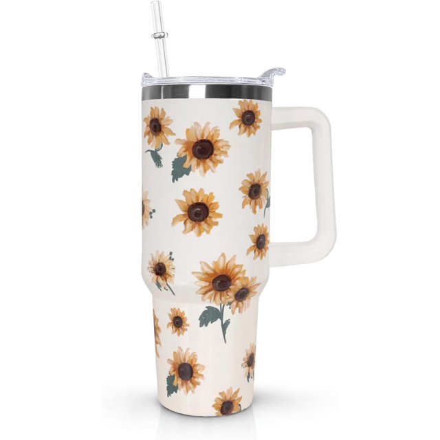 Gobelet 40 Oz avec Poignée et Paille Isolé Double Paroi en Acier Inoxydable Tasse de Voyage Boîte Cadeau Gobelet Réutilisable Tasse de Café de Voyage pour Bureau Tasse de Bière Isolée Portable pour Boissons Chaudes et Froides