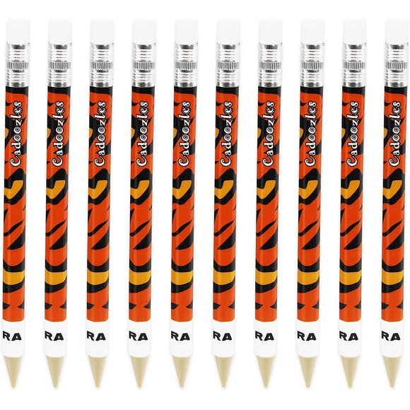 Zebra Cadoozle Mini Crayon Mécanique - Mine de 0,7 mm - Imprimé Animal Tiger Fantaisie - Lot de 10