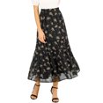 thumbnail image 1 of Unique Bargains Women's Floral Print Elastic Waist Ruffle Maxi Tiered Skirt, 1 of 7