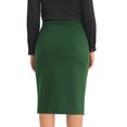 thumbnail image 3 of Unique Bargains Jupe Crayon Midi à Taille Haute Plissée devant pour Femme, Vert Foncé, 2TG, 3 of 6
