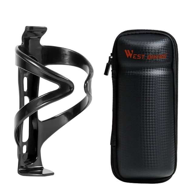 WEST BIKING WEST BIKING Hard Shell Cycling Tool Canister with Water Bottle Holder, Compact Storage Box for Bike Accessories, Carbon Texture Design, Rainproof PVC Leather, Glossy/Textured Black Options
