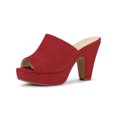 thumbnail image 1 of BLISSFUL STEP Women's Shoes Chunky Platform Open Toe Slides Block Heel Sandals Red 9, 1 of 8