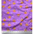 thumbnail image 1 of Soimoi Tissu Crêpe polyester Violet Imprimé Tranches de Fromage & Rats pour Enfants au Mètre 52 Pouces de Large, 1 of 3
