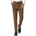 thumbnail image 1 of INSPIRE CHIC Men's Plaid Slim Fit Flat Front Dress Pants with Pockets 30 Dark Brown, 1 of 7