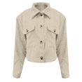 thumbnail image 4 of Timegard Button down Shirts for Women Cropped Long Sleeve Jackets Fall Solid Color Casual Loose Tops, 4 of 7