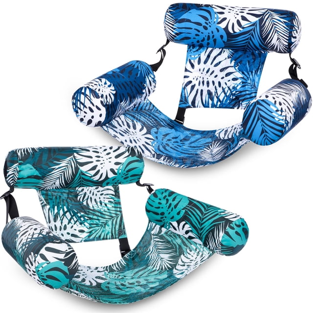 Joyfy 2 Packs Pool Floats Chairs Adult,Inflatable Floating Lounge Chairs,Blow up Pool Noodles for Adult Heavy Duty,Floating Chair for Party Summer Water Beach Lake Fun