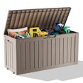 thumbnail image 1 of EasyUp 75 Gallon Resin Deck Box, Lockable Patio Outdoor Storage Box for Furniture, Garden Tools and Tools Storage, Waterproof Outside Storage Boxes（Grey）, 1 of 7