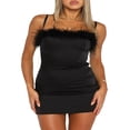 thumbnail image 1 of Robe Moulante pour Femmes Mini Robe Sans Manches Sexy Robe à Plumes Robes Courtes Y2k Tenue de Soirée, 1 of 5