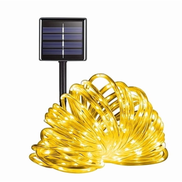 NITIDSKY Guirlandes Solaires de Noël 33 Pieds 100 LED pour l'Extérieur, Étanches, Guirlandes Solaires en Corde pour Cour, Patio, Jardin, Décorations de Noël, Blanc Chaud