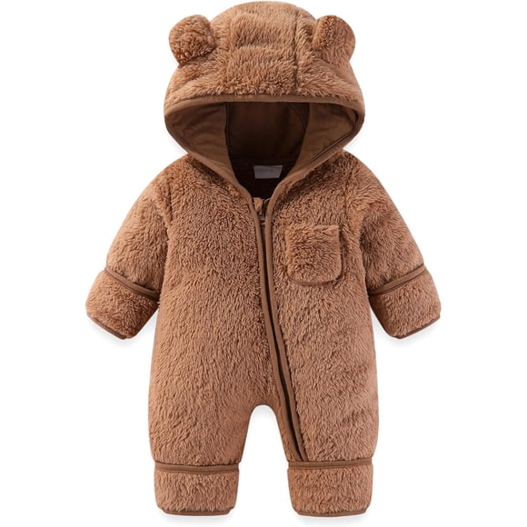 OJinShaWanO Blue Jumpsuit Baby Bear Romper Outfit Suit Fold over Mittens Footies Girls Boys Winter Snowsuit Clothes Hooded Jumpsuit