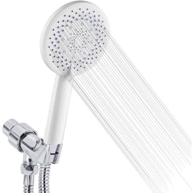 Livearty (TM) Shower Head, High Pressure Handheld Showerhead with Hose, 5 Settings White Finished Hand Held Rainfall Shower Set- Including Bracket Teflon Washer