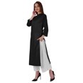 thumbnail image 3 of Bimba Kurta Droite Unie Ethnique Indienne pour Femmes à Col Mandarin avec Encolure Plissée en Coton, 3 of 7