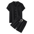 thumbnail image 2 of Kcodviy Men's Spring Two-Piece Suit Prom Suits Solid Color Short Sleeve Men Tuxedo Suit Turndown Top Shorts Pant Wool Suit and Suit, 2 of 8