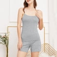 thumbnail image 4 of MeetoTime Pajamas for Women Set Summer Solid Color Spaghetti Strap Camisole with Chest Pad Shorts Homewear, 4 of 6