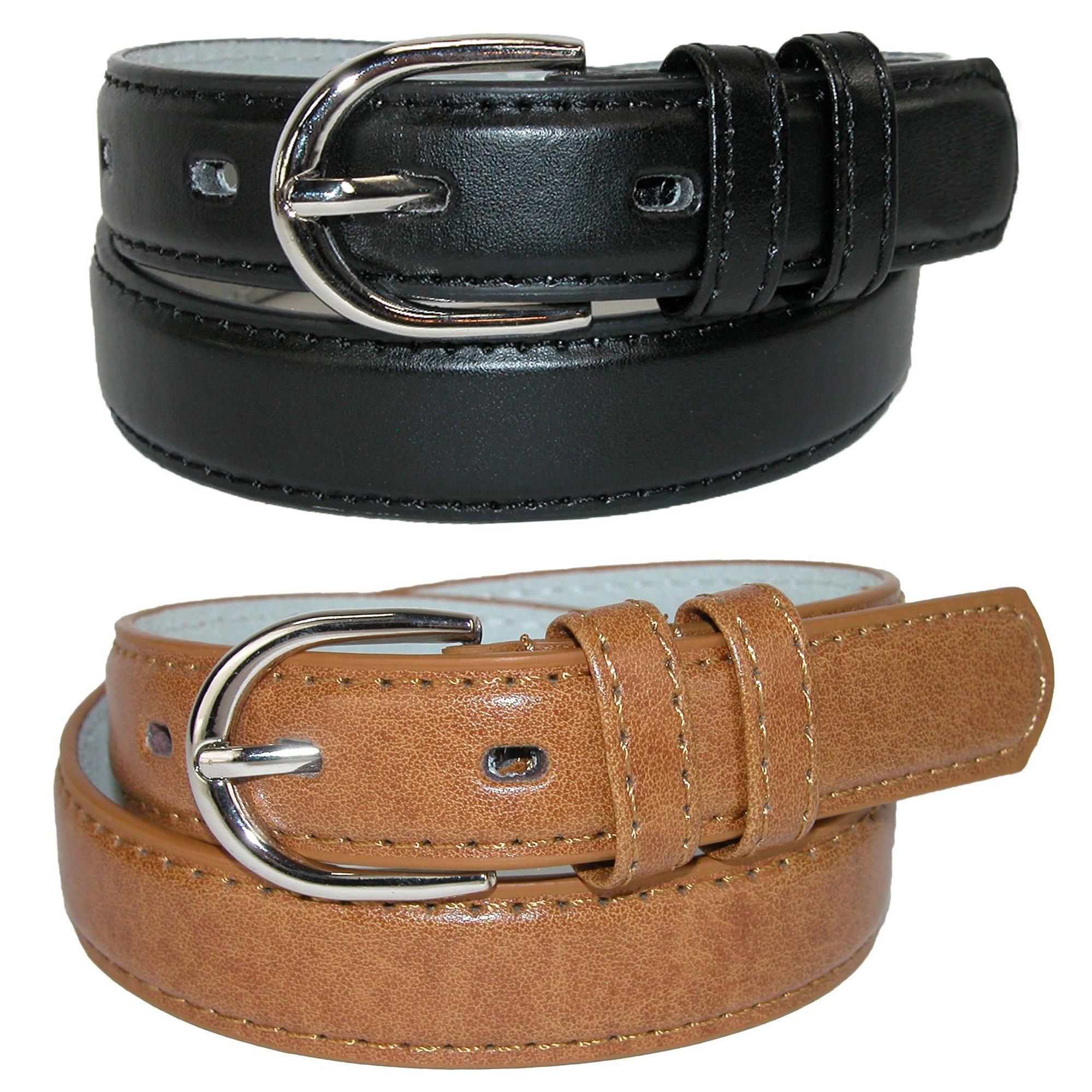 CTM® Ceinture Habillée en Cuir de Base pour Enfant (Lot de 2 Couleurs)