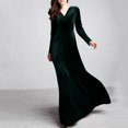 thumbnail image 1 of Robe de Soirée à Manches Longues en Velours Doré Automne et Hiver pour Femmes, 1 of 9