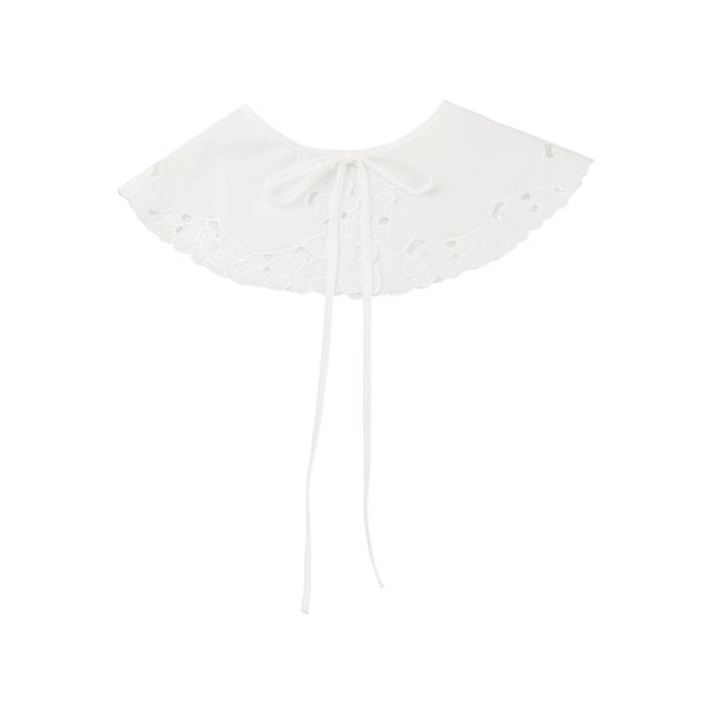 INSPIRE CHIC Detachable False Collar, Embroidery Mini Cape Neck Ruff Dickey Fake Collar for Blouse White-3