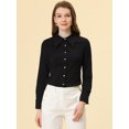 thumbnail image 5 of INSPIRE CHIC Chemisier en Mousseline à Col Pointu à Manches Longues pour Femme Noir P, 5 of 5