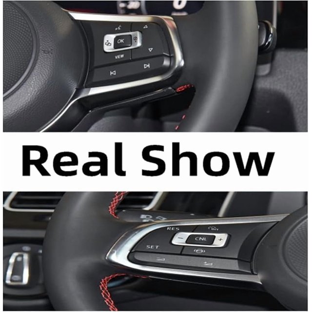 jfqm Nouveau Volant Multifonction Couvercle de Bouton de Commutateur Garniture Intérieure de Voiture Compatible avec VW Golf 7 7.5 GTI Compatible avec Tiguan R-Line Jetta A7 Passat B8 (Couleur : D-1 Pce)