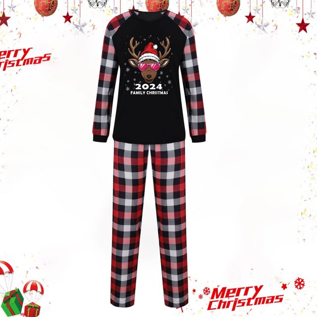 Styesk Pyjamas de Noël Assortis pour la Famille Ensembles Assortis des Fêtes Pyjamas de Noël Assortis pour la Famille Mignons Pyjama Graphique de Noël Ensemble de Pyjamas pour Couples