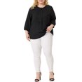 thumbnail image 2 of GRACE & GRANDEUR Women's Plus Size Tops Work Round Neck Ruffle Chiffon Blouse Office Top 1X Black, 2 of 6