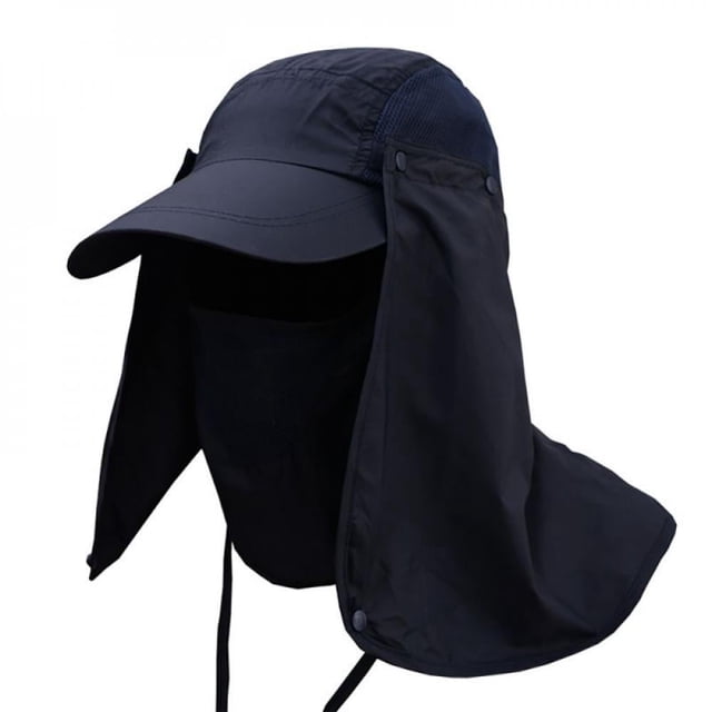Final Clear Out! Sun Caps Fishing Cap Flap Hats Sunshade UV Protection Caps Removable Neck&Face Flap Cover Caps Black