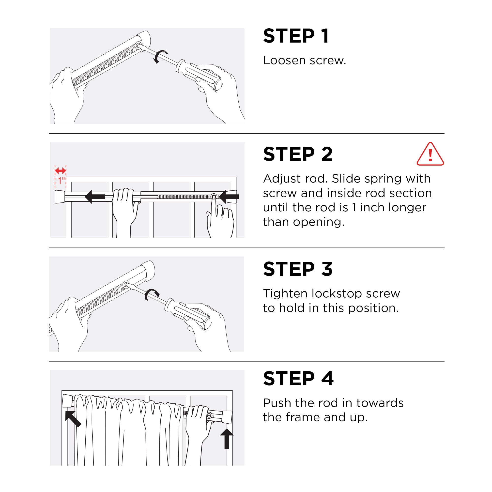 Mainstays Oval Spring Tension Window Curtain Rod, No Drilling, Adjustable, 48" - 84", White