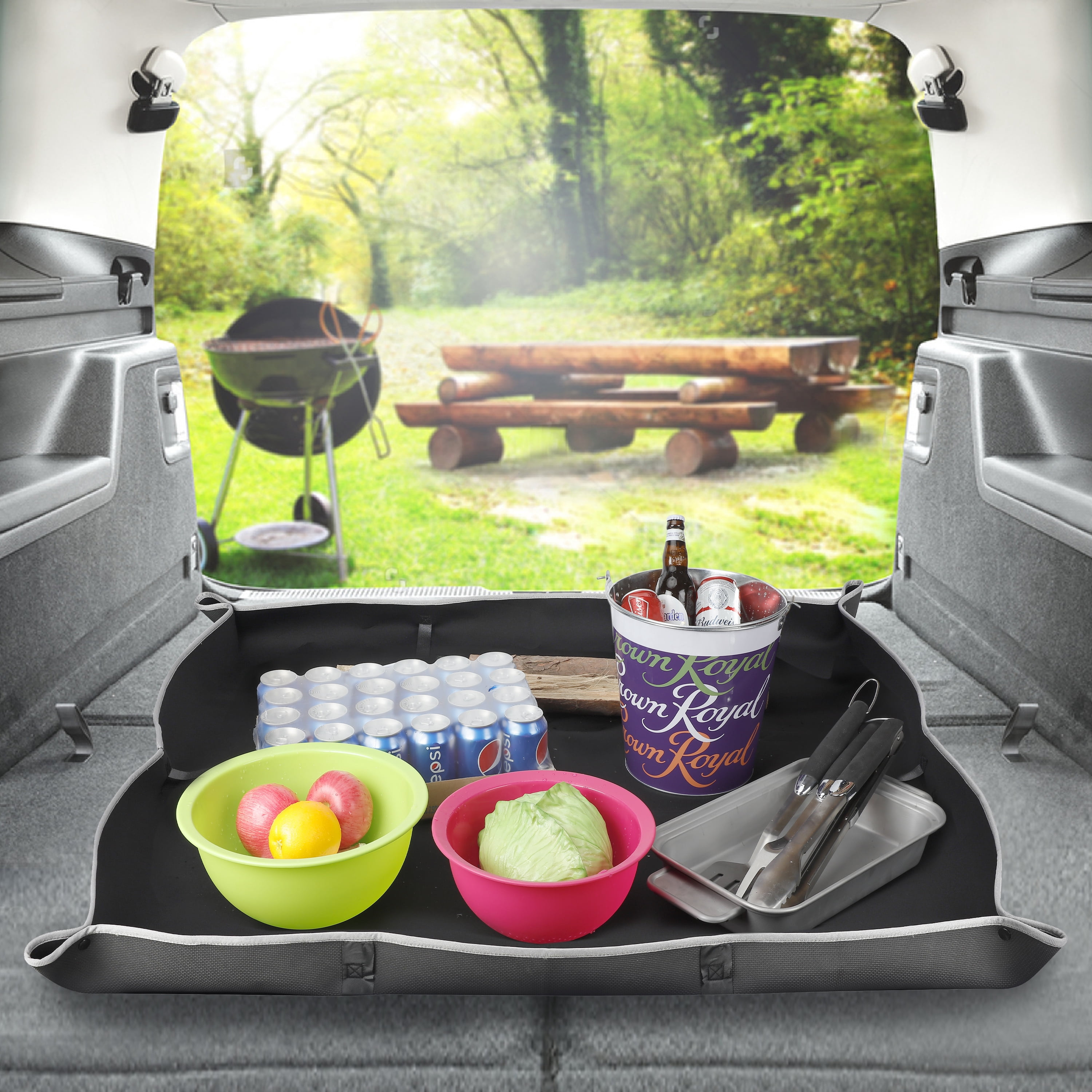 Auto Drive Waterproof Trunk Mat, Spill Protection, Black, for Car Interior, Model 7834