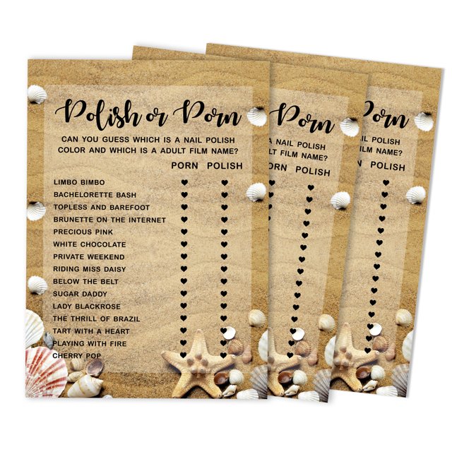 Inkdotpot 50-Pack Bulk Party ActivityGame Polish Or PornGameCards BeachBachelorette Party Bridal Shower Collection