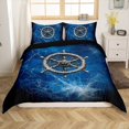 thumbnail image 1 of Nautical Rudder Duvet Cover Set Full Size,Mystic Spider Web Trippy Blue Black Bedding Set,Navigation Ocean Adventure Theme Psychedelic Comforter Cover(No Filler) for Teens,3 Pcs, 1 of 6