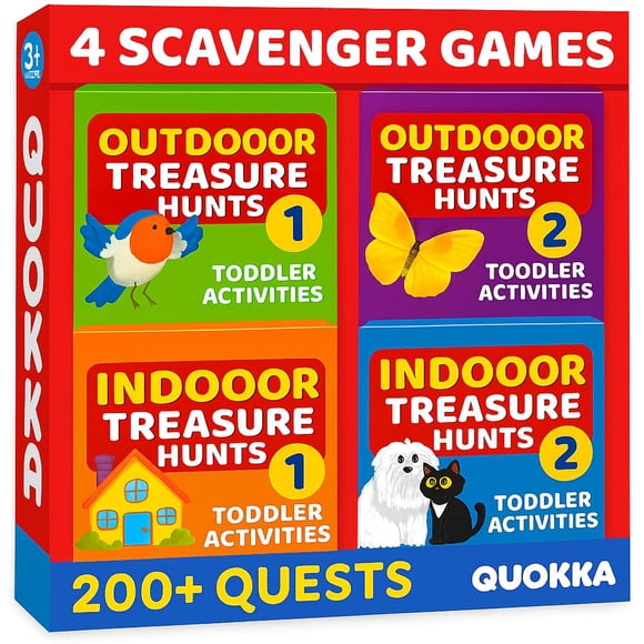 QUOKKA Scavenger Hunt Game for Toddlers 3-5 - 200 Toddler Activities Outdoor Indoor Cards Game Set - Fun Educational Play for Preschool Boys and Girls and Early Development