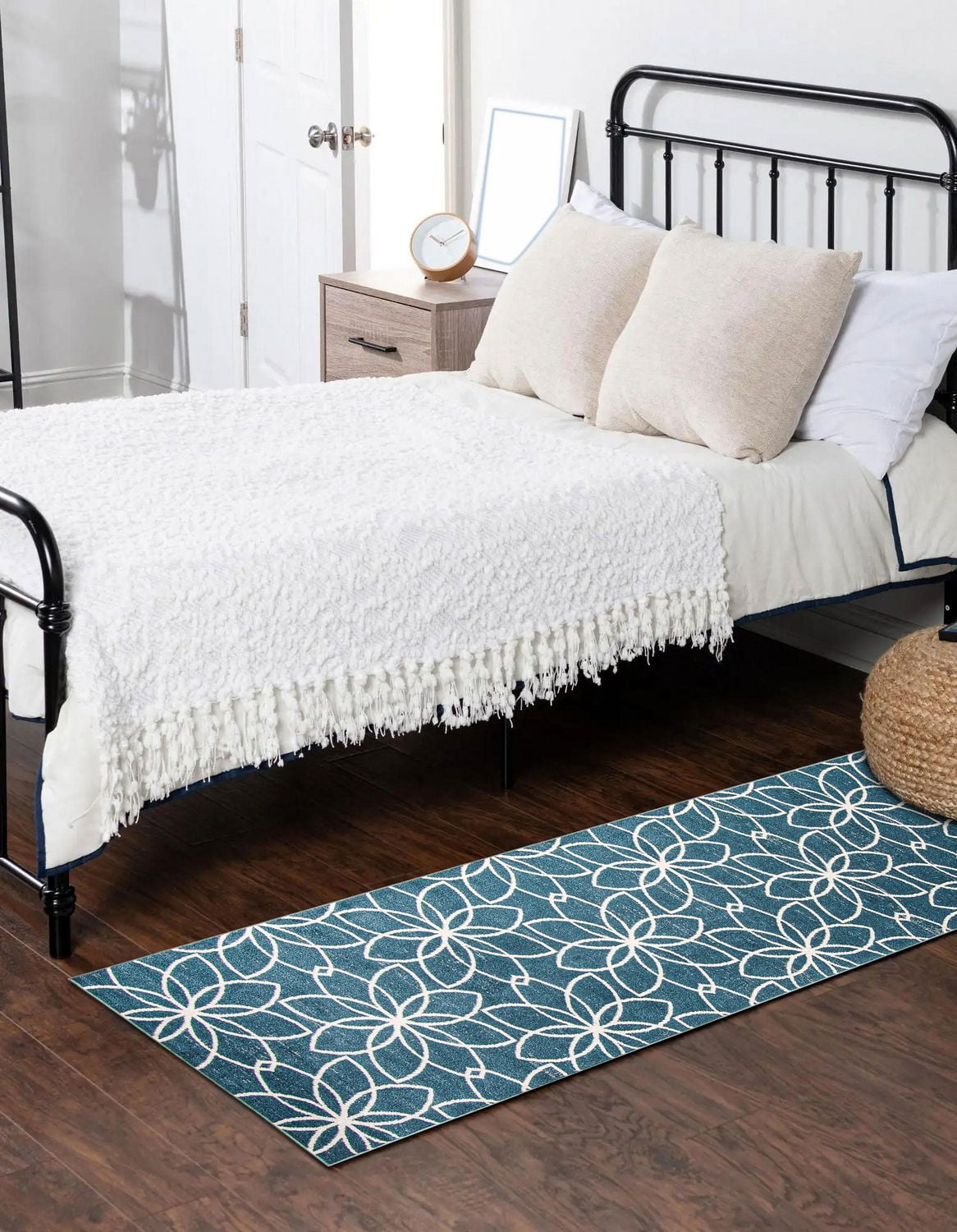 Tapis Lavable ECARPET Floral pour Chambre, Salon, Chambre d'Enfant, Couloir
