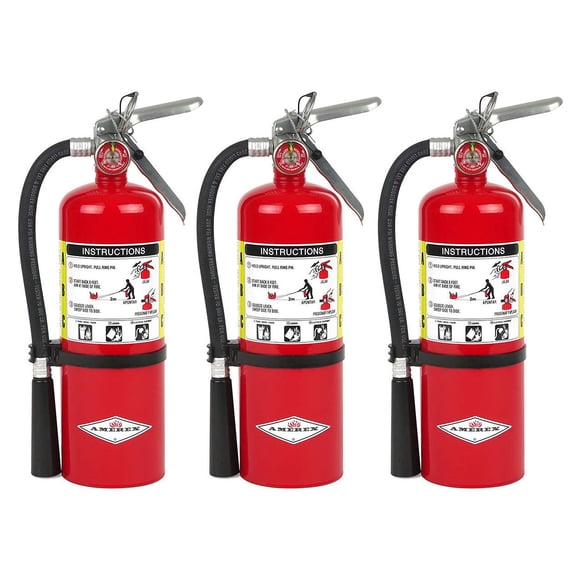 Amerex B500 ABC Extincteur de Chimie Sèche Classe A, B et C avec Portée de 12 à 18 Pieds et Temps de Décharge de 14 Secondes (5 Lb, Lot de 3)