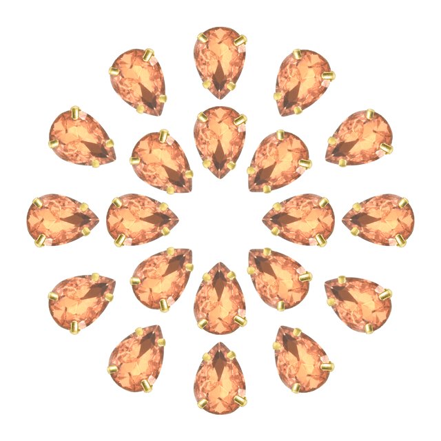 Unique Bargains 20Pack Teardrop Sew on Rhinestone - 14x10mm Glass Teardrop Crystal Rhinestones in Gold Prong Setting (Champagne)