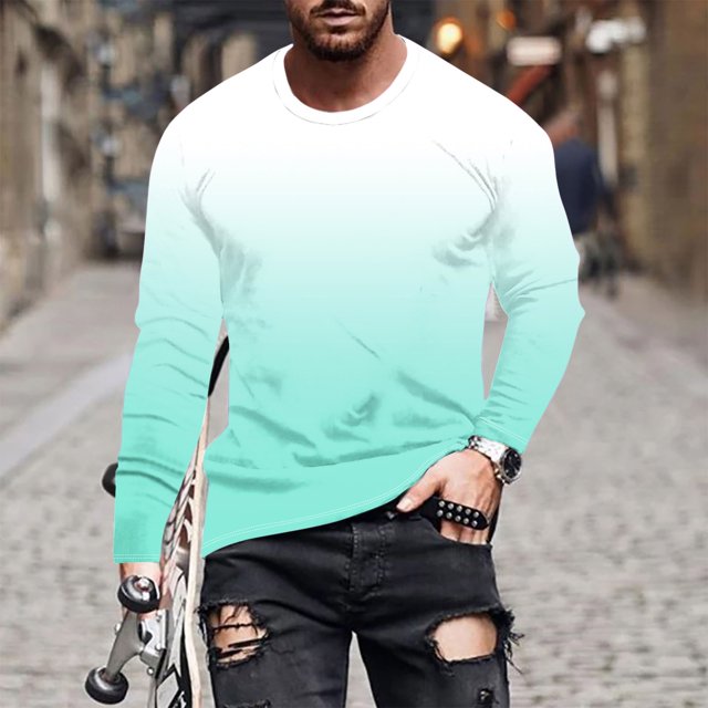 RXIRUCGD Haut Imprimé Dégradé pour Homme, Haut/chemise Décontracté à Manches Longues à Col Rond, Multicolore, Taille : 4TG