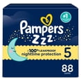 thumbnail image 1 of ZZZ Couches de Nuit, Taille 5 (27+ lbs), Protection Nocturne Couche Bébé Jetable, 1 of 28