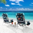 thumbnail image 1 of Gymax Ensemble de Camping 3 Pcs 2 Pcs Chaises de Plage Pliantes Légères et Table d'Appoint Portable en Aluminium avec Dossier Réglable à 5 Niveaux Extérieur, 1 of 10
