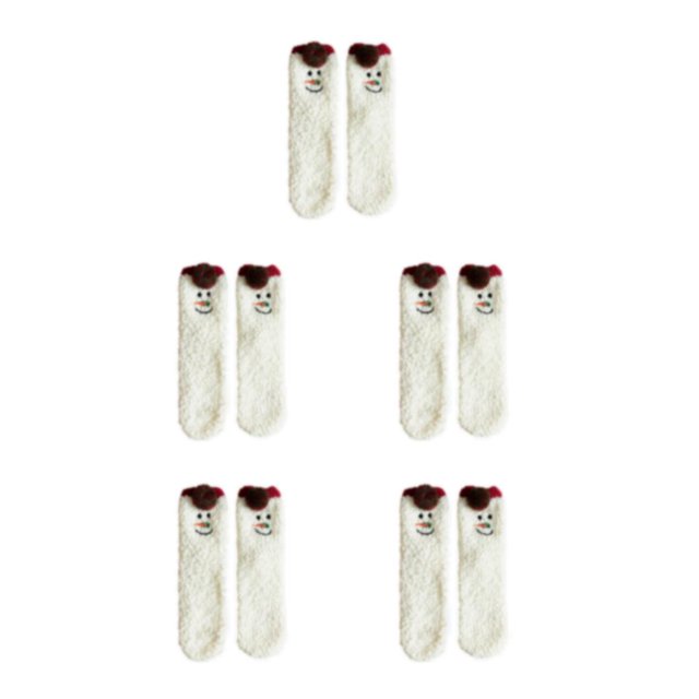 Ruiboury Stay Dry And Comfortable With These Moisture-wicking Fluffy Socks Made Colorful snowman 5Set