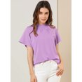 thumbnail image 3 of INSPIRE CHIC Blouse Décontractée pour Femme à Col Volanté, Manches Courtes, Dos Goutte, Violet Pâle, TP, 3 of 6