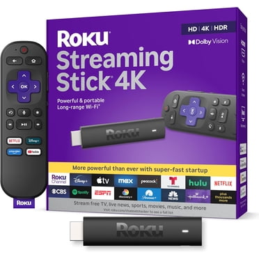 Roku Clé de Diffusion 4K 2021 / Appareil de Diffusion 4K/HDR/Dolby Vision avec Télécommande Vocale Roku et Commandes pour Téléviseur