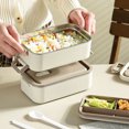 thumbnail image 1 of Langgg Warm And Convenient Bento Lunch Box For Office And School Easy To Clean Portable Electric Lunch Box Matte white No thermal bag, 1 of 6