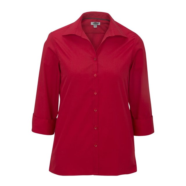 Edwards Ladies' Lightweight Open Neck Poplin Blouse - 3/4 Sleeve