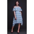 thumbnail image 3 of Bimba Tunique à Épaules Dénudées Imprimée Teinture sur Nœuds Bleue pour Femmes Robe de Soirée Col Rond - Très Grande Taille, 3 of 6