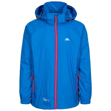 Trespass Waterproof Jacket Men Women Packaway Rain Coat With Hood, Light Rain Jacket Windbreaker, Raincoat In A Bag, Rain Coats For Men, Rain Coats for Women Qikpac X
