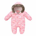 thumbnail image 1 of IROINID Liquidation Cache-Couche pour Bébé à Manches Longues Hiver Nourrisson Bébé Imprimé Peluche à Capuche Grenouillère Combinaison, Pink, 1 of 8